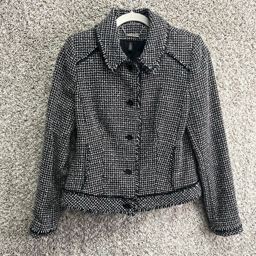 WHBM White House Black Market Blazer Women’s 8 Tweed‎ Long Sleeve Button Down